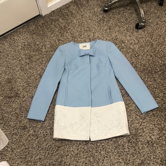 Vintage Jacket Size XS Pastel Blue Floral Embroidery - Picture 2 of 13